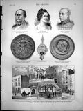 Old Print Medas Silver Wedding German Imperials Murder League Dublin1883 19th