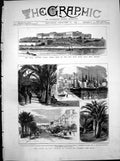 Antique Print Naval Hospital Malta Prince Wales Cannes Nice Palm Tree 1883 19th
