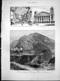 Antique Old Print Fire Kingston Jamaica Landslip Rhone Valley Bellegarde 1883