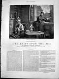 Antique Print Like Ships Upon Sea Lady Says Come In Violet Shut Window 1883