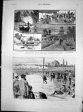 Antique Old Print Steamboat Disaster Canada Scottish Gathering Stamford 1881