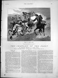Antique Print Chaplain Fleet Abduction Horse Bounded Forward Fell Dead 1881