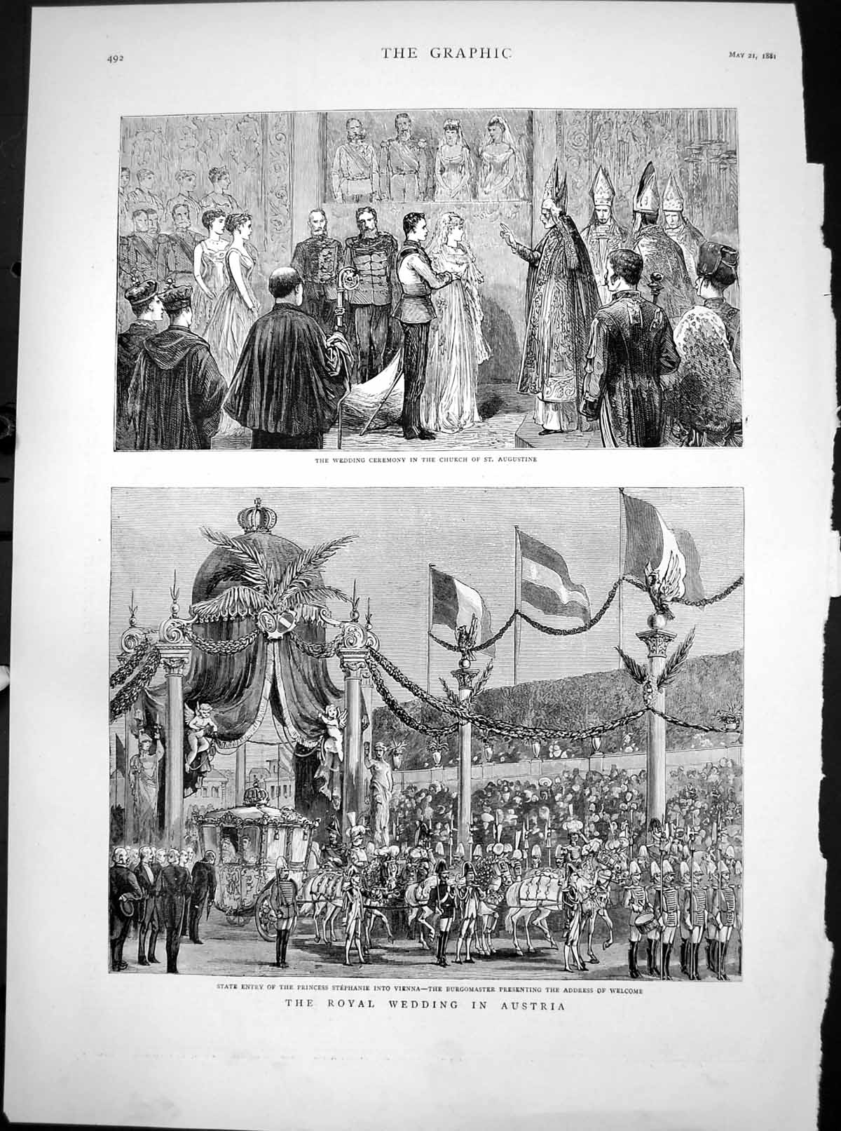 Old Royal Wedding Austria Princess Stephanie Vienna St Augustine1881 Victorian