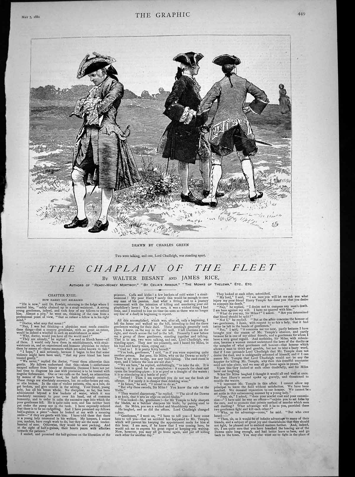 Antique Old Print Chap;Ain Fleet How Harry Got Released Lord Chudleigh 1881