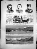 Antique Old Print Travelling London New Road Car Greek Frontier Question 1881