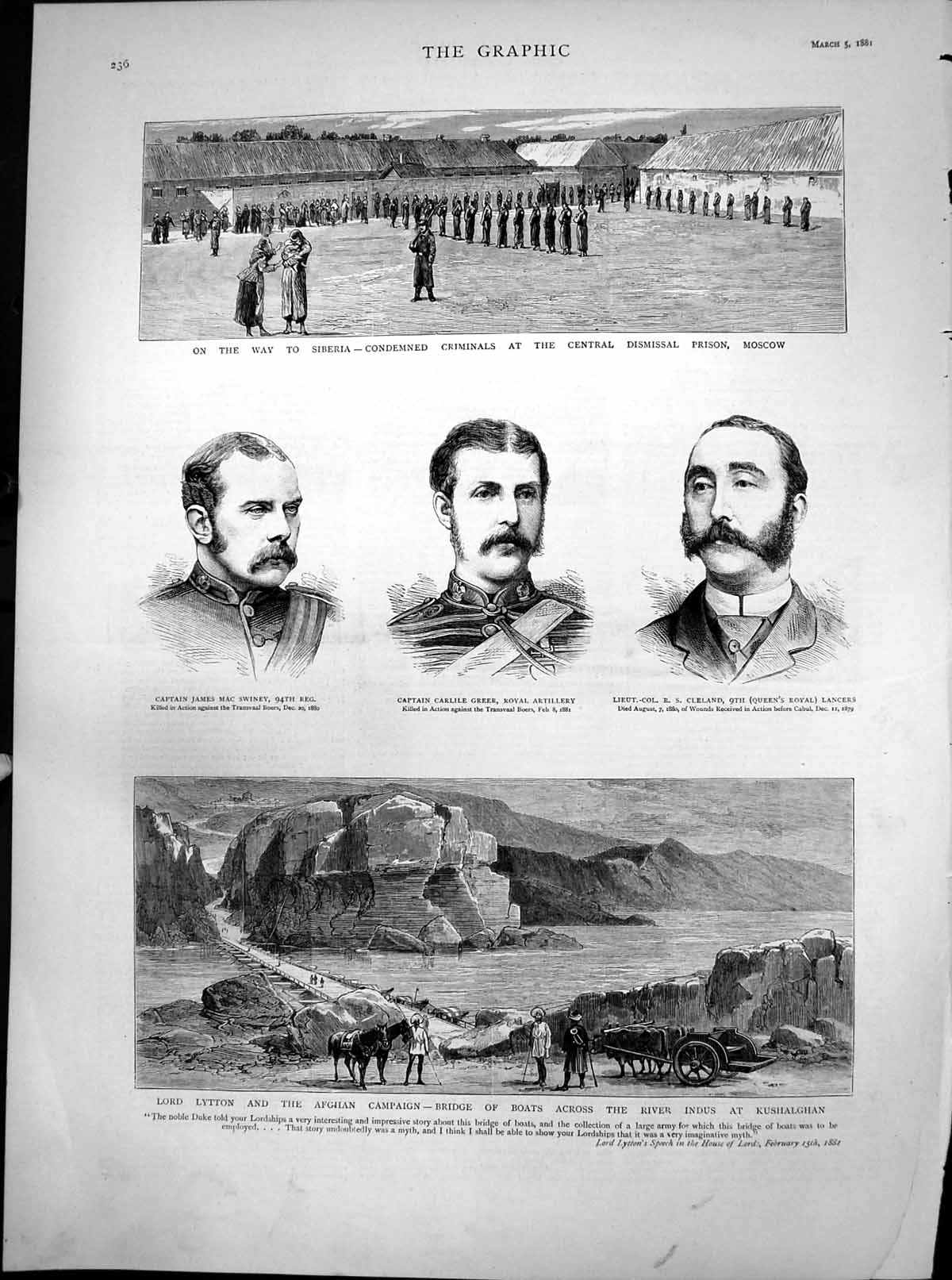 Antique Print Lord Lytton Afghan Campaign Way Siberia Criminals Moscow 1881