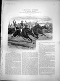 Antique Old Print Racing Rubber Hawley Smart Claras Letter Horses Race 1894