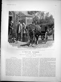 Antique Old Print Racing Rubber Reginald Tales Long Odds Bramber House 1894