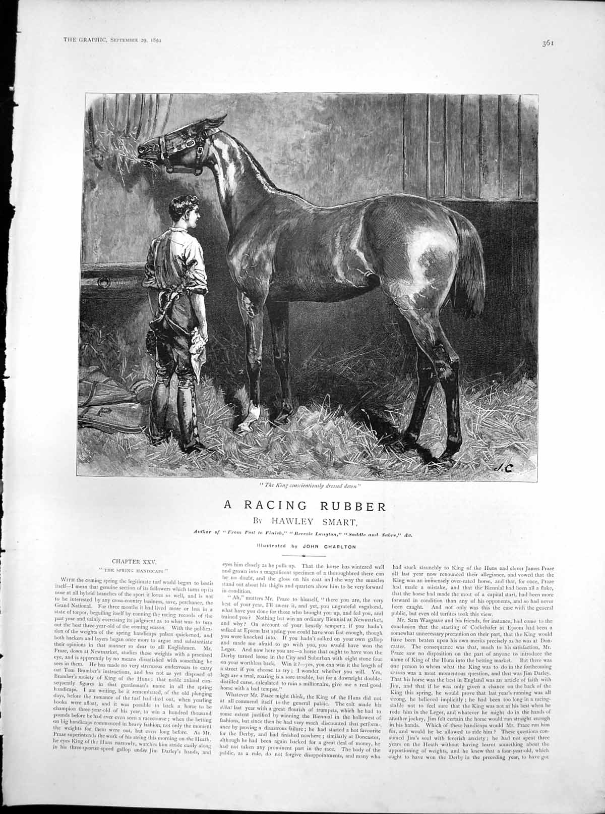 Antique Old Print Racing Rubber Spring Handicaps Horse King Dressed Down 1894