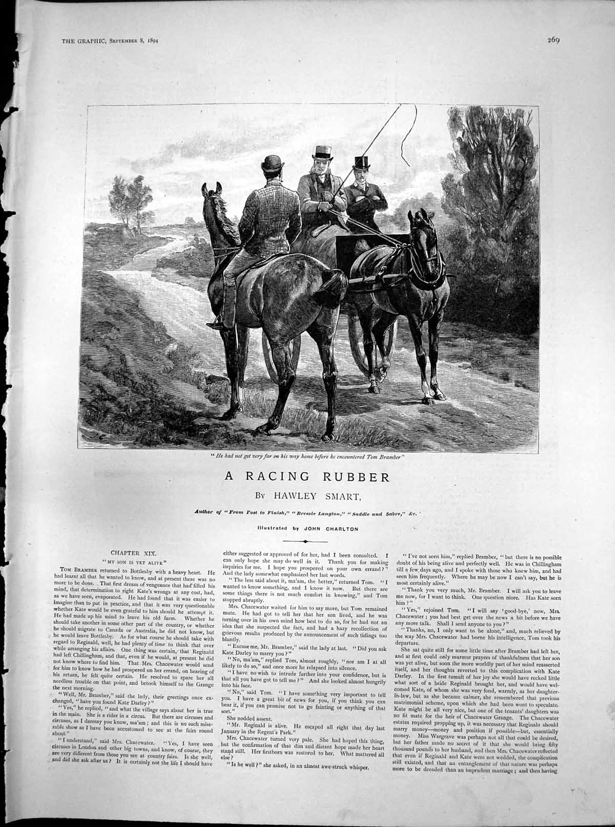 Old Print Racing Rubber My Son Is Yet Alive Encountered Tom Bramber 1894 19th