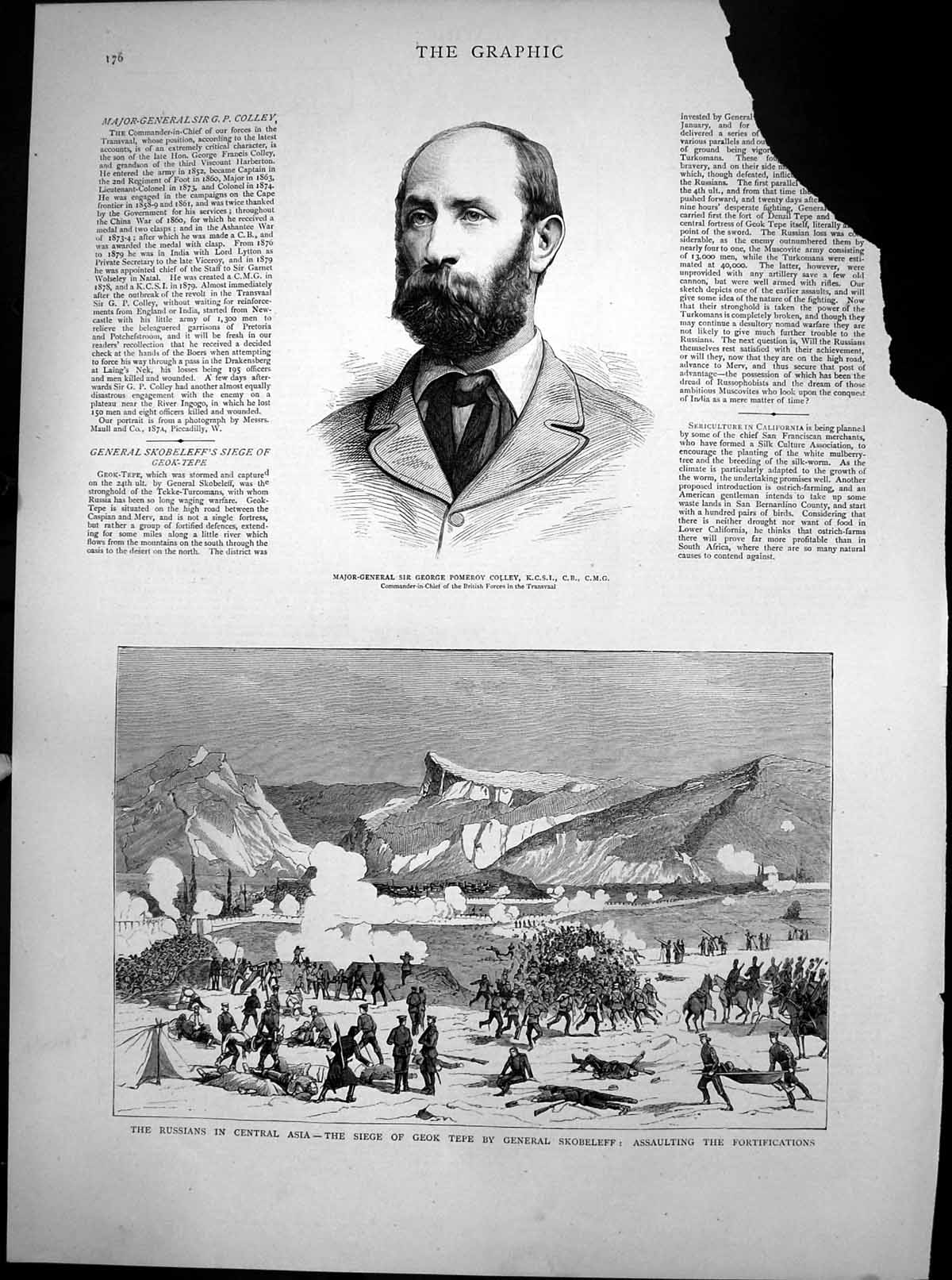 Old Maj Gen George Colley Russians Central Asia Siege Geok Tepe 1894 Victorian