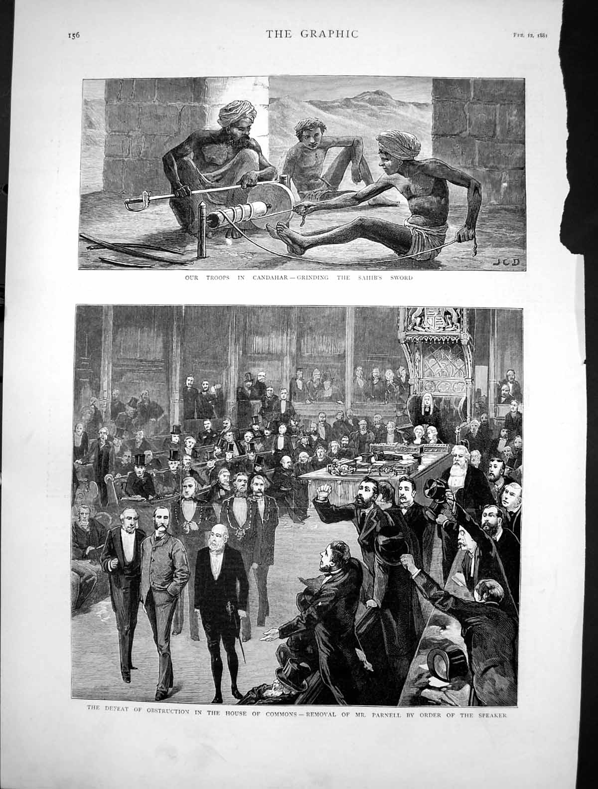 Old Antique Print Troops Candahar Removal Mr Parnell House Commons 1881 19th