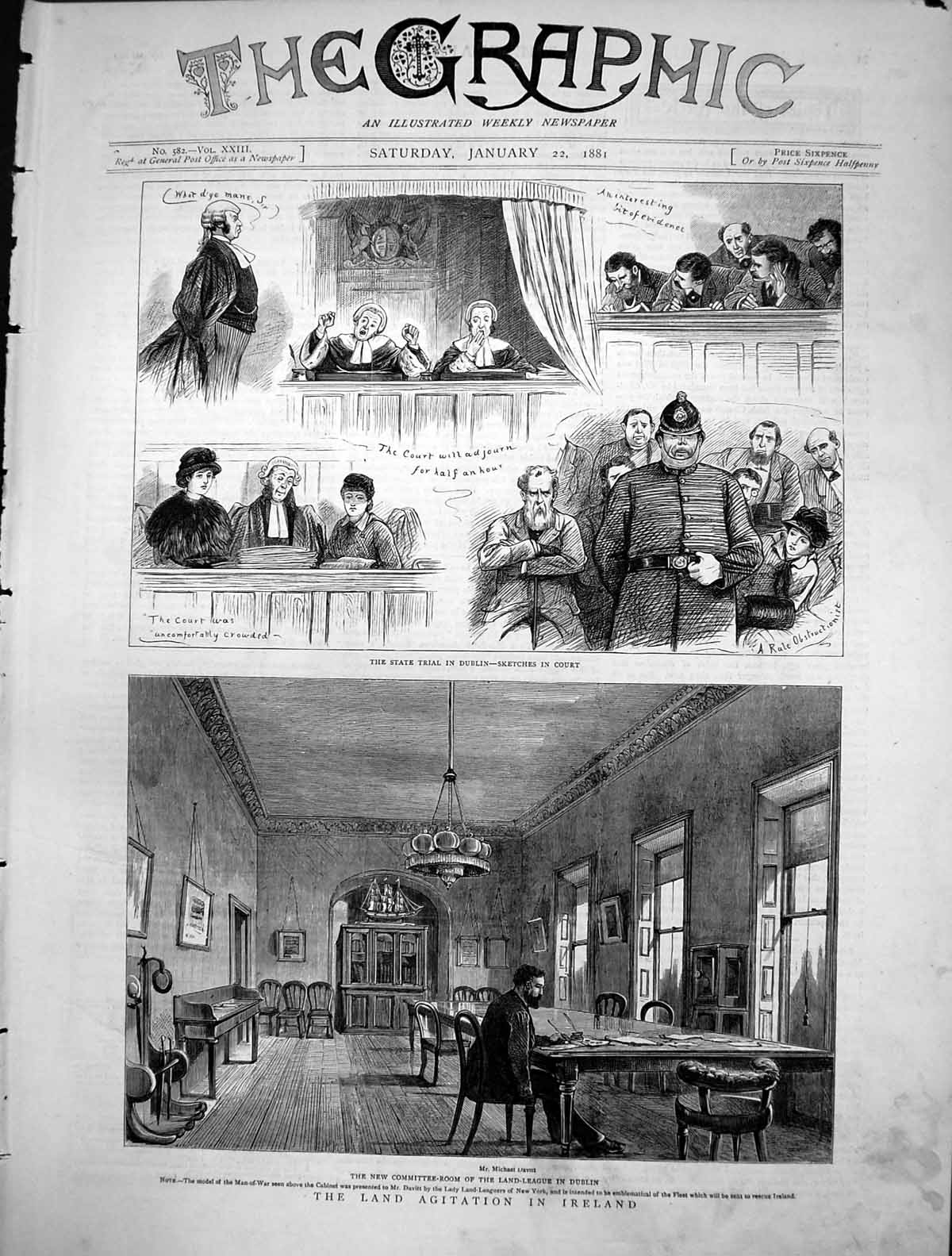 Old Land Agitation Ireland State Trial Dublin Land League Dublin 1881 Victorian