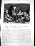 Old Print Chaplain Fleet Charles Green Man Talking Sleeping Audience 1881 19th