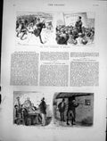 Antique Old Print Land Agitation Ireland Meetings Shooting House Window 1881