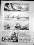 Original Old Antique Print Bay Yarmouth Sands Isle Wight Cowes Harbour 1891