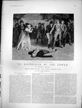 Antique Old Print St Katherine By Tower C Green Richard Arthur Knife Man 1891