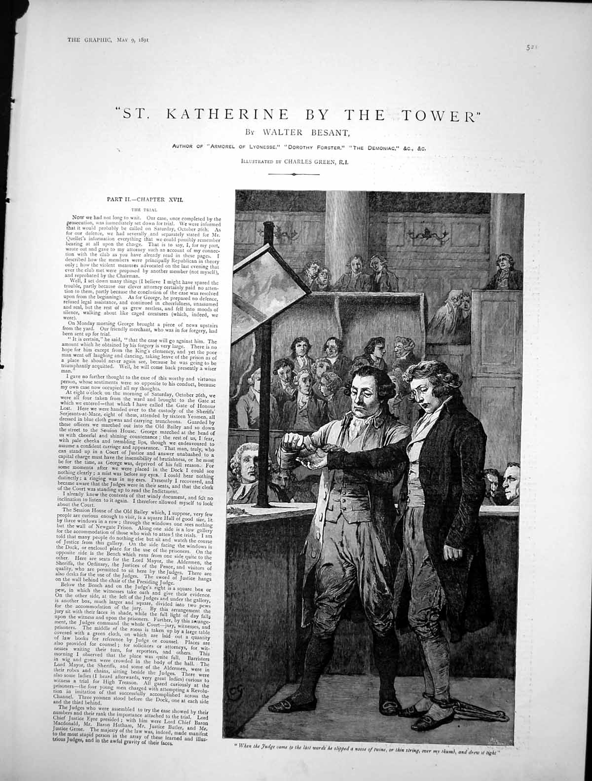 Old Print St Katherine By Tower Trial Judge Tied String Round Thumb 1891 19th