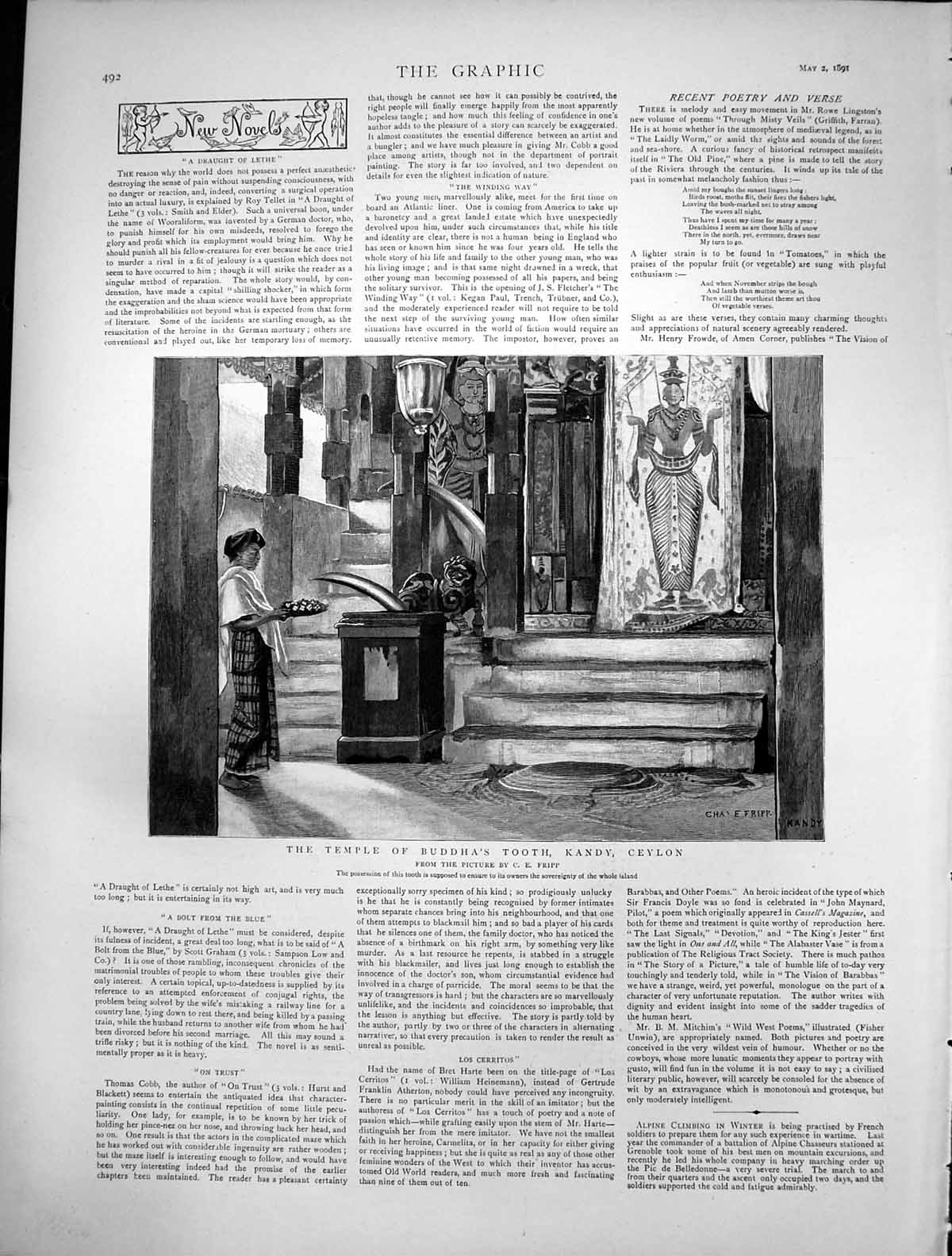 Original Old Antique Print Temple Buddhas Tooth Kandy Ceylon Ce Fripp 1891 19th
