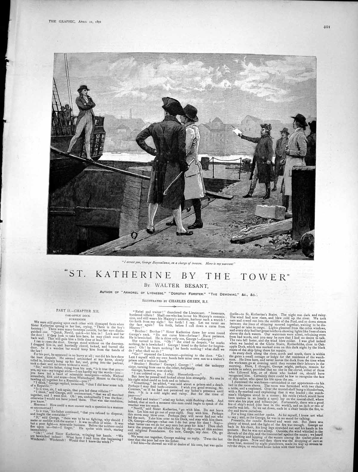 Old Print St Katherine By Tower Oak Apple Dock Surrender Bayssallance1891 19th