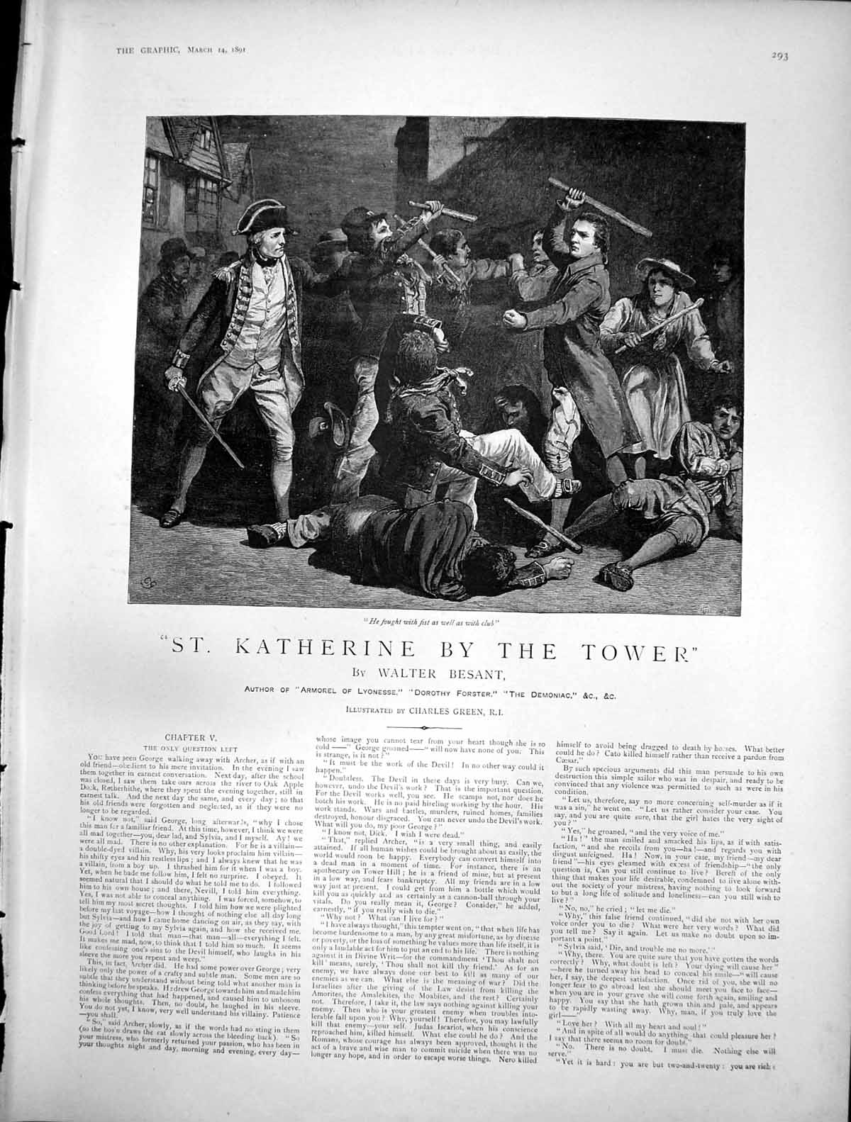 Old Print St Katherine By Tower Only Question Left Fought Fist Club 1891 19th