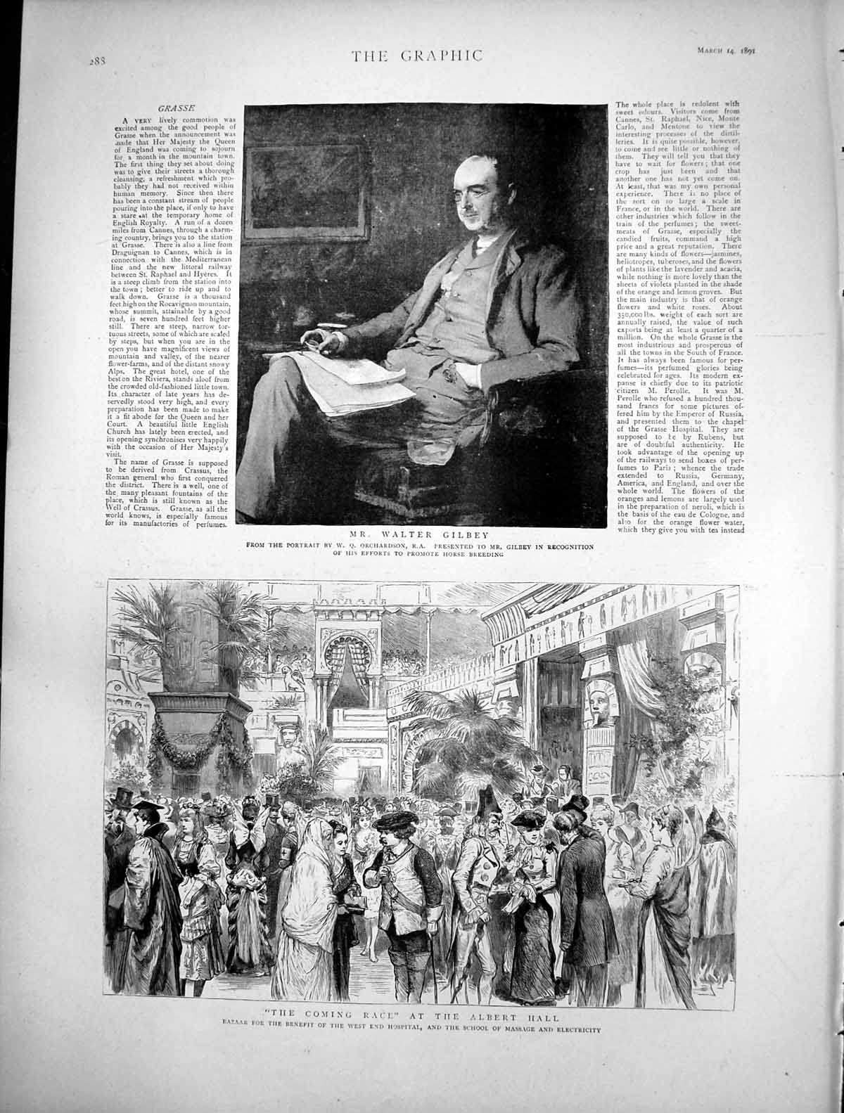 Old Portrait Walter Gilbey Bazaar West End Hospital Albert Hall 1891 Victorian