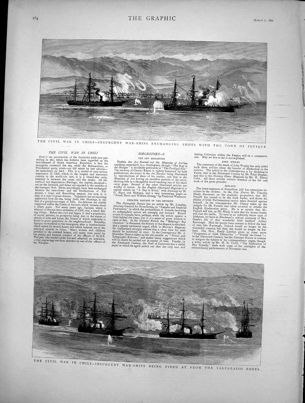 Old Civil War Chili Insurgent Warships Iquique Valparaiso Forts 1891 Victorian