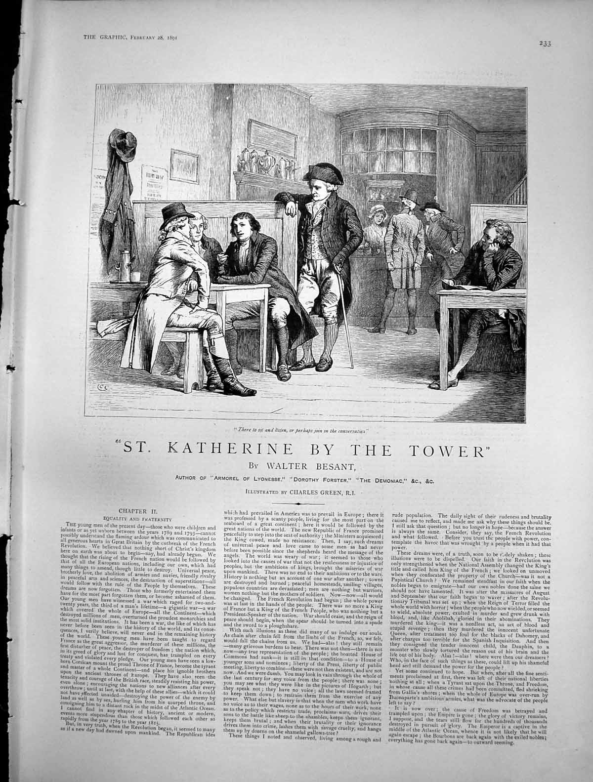 Old Print St Katherine By Tower Equality Fraternity Men Bar Talking 1891 19th