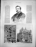 Antique Old Print David Murray Ara English Opera House Cambridge Circus 1891