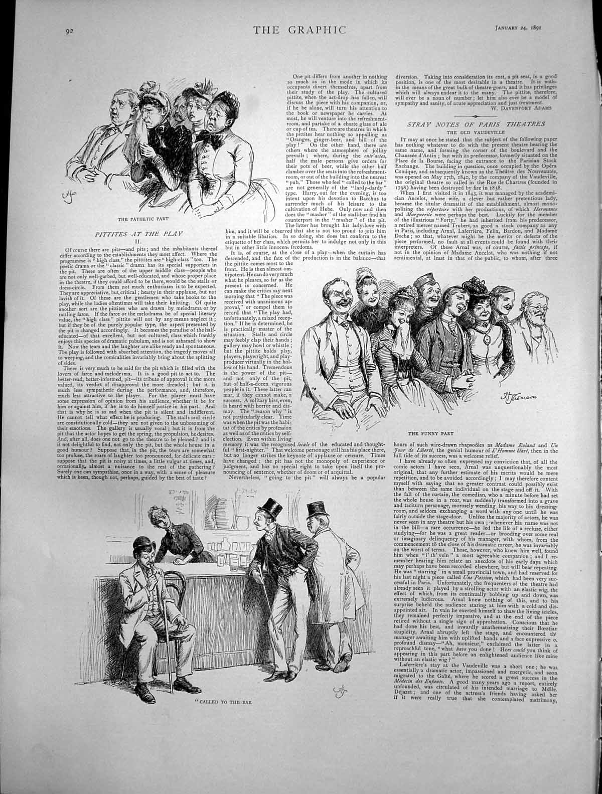 Old Antique Print Pittites Play Pathetic Part Funny Part Called Bar 1891 19th