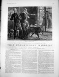 Old Antique Print That Unfortunate Marriage Mrs Dobbs Tells Man Hush 1888 19th