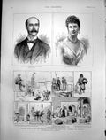 Antique Old Print Marquis Marchioness Landsdowne Cruise Mediterranean 1888 19th
