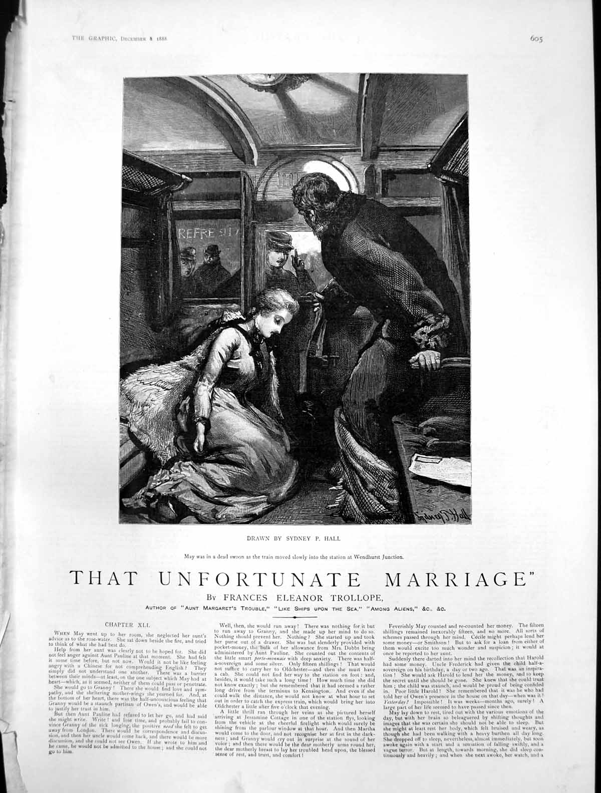 Antique Old Print That Unfortunate Marriage May Swoon Train Wendhurst 1888 19th