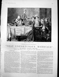Antique Print That Unfortunate Marriage Group Table Seen Beast Bucher 1888 19th