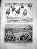 Original Old Antique Print Propessor Baldwins Descent Labour Colony Dornah1888