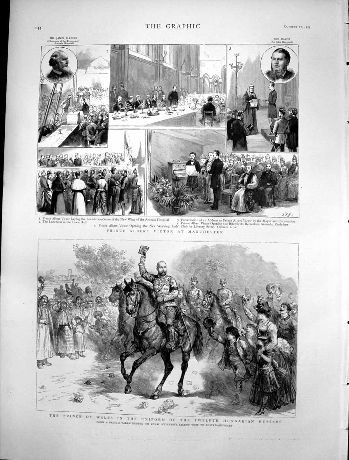 Antique Print Prince Albert Victor Manchester Prince Hungarian Hussars 1888