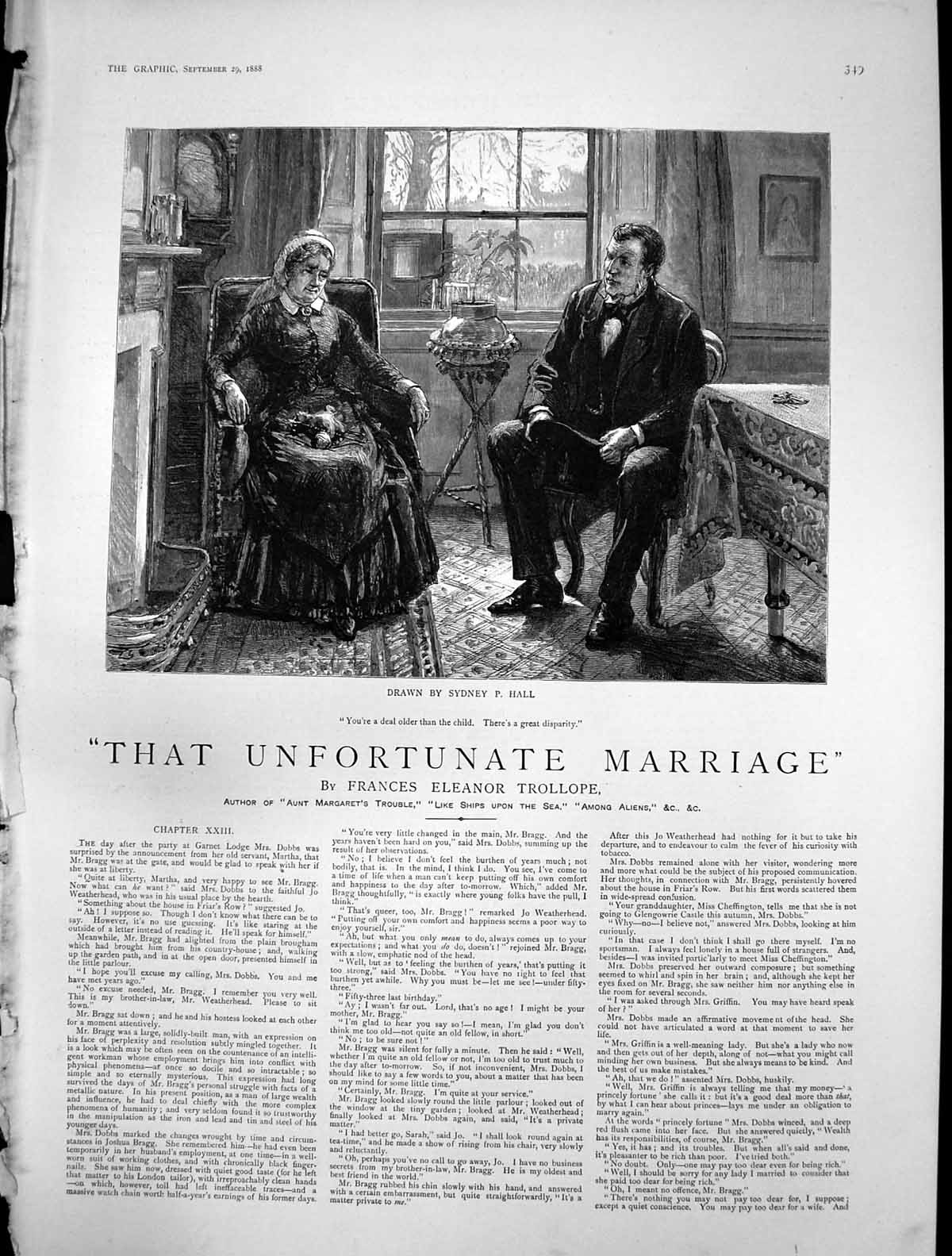 Old Antique Print That Unfortunate Marriage Woman Man Lot er Child 1888 19th