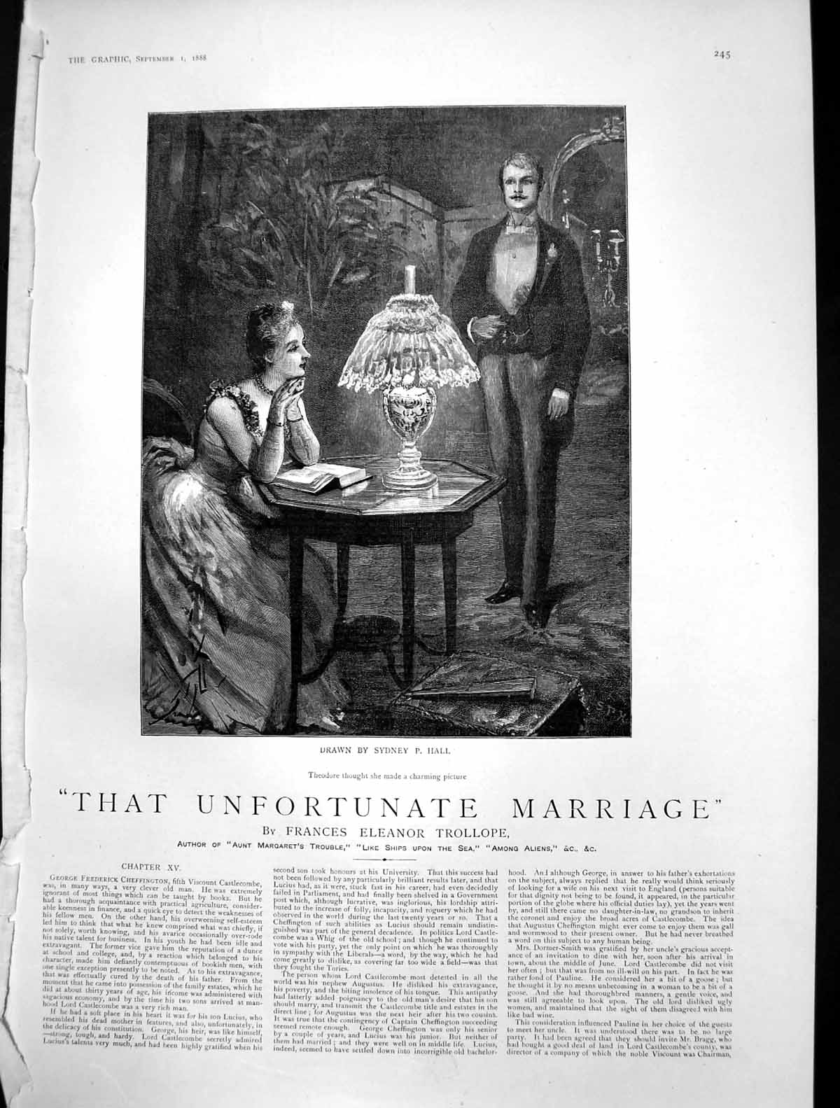 Old Antique Print That Unfortunate Marriage Theodore Admiring Lady 1888 19th