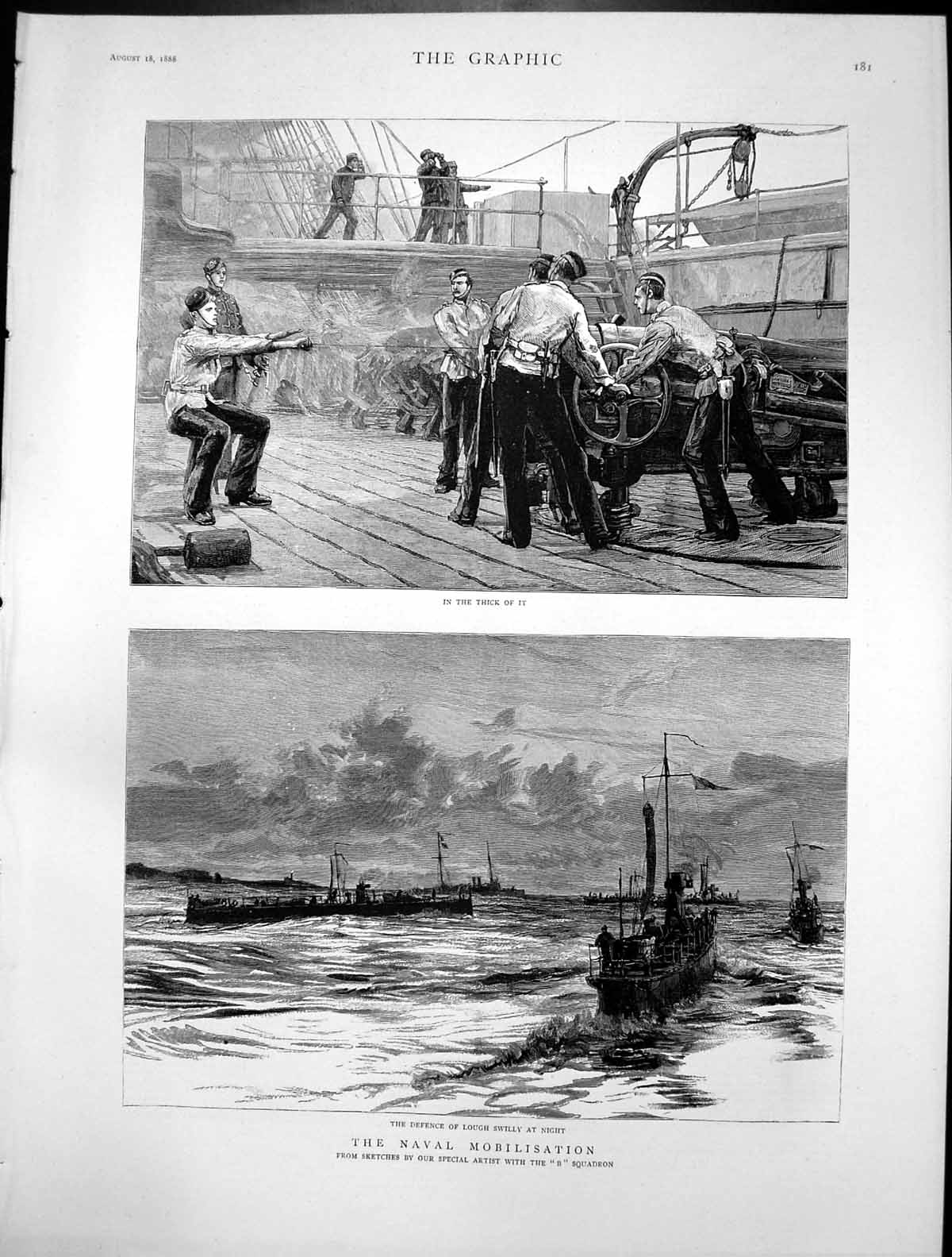 Antique Print Naval Mobilisation Defence Lough Swilly Night B Squadron 1888