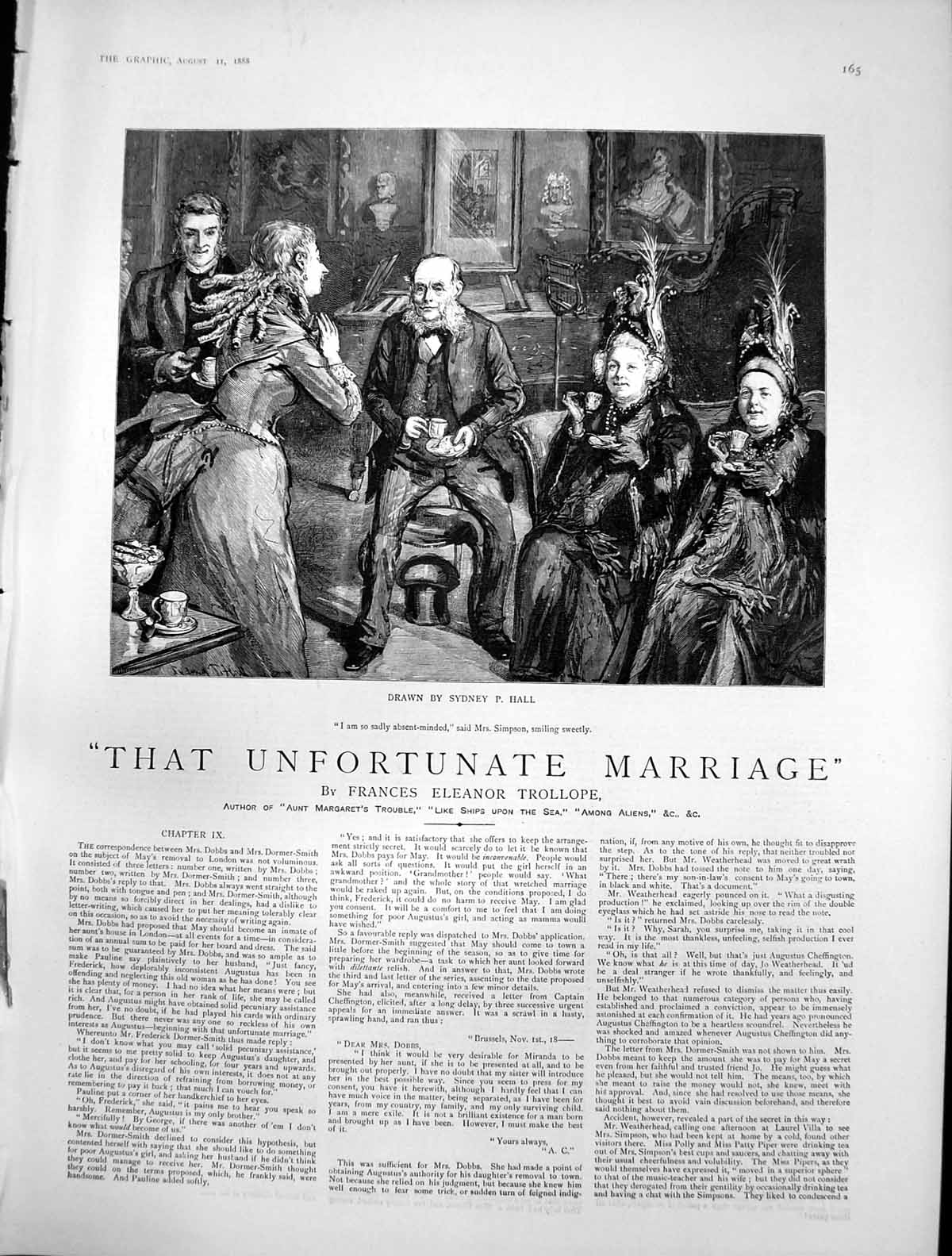 Antique Old Print That Unfortunate Marriage Mrs Simpson Absent Minded 1888 19th