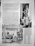 Original Old Antique Print Paintings In Drawing Room Concerning The Times 1888