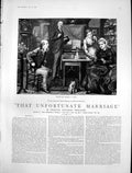 Old Antique Print That Unfortunate Marriage Theodore Bransby Parlour 1888 19th
