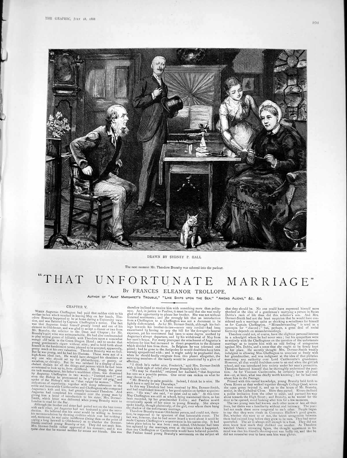 Old Antique Print That Unfortunate Marriage Theodore Bransby Parlour 1888 19th