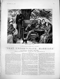 Antique Old Print That Unfortunate Marriage Miss Cheffington Mrs Hadlow 1888