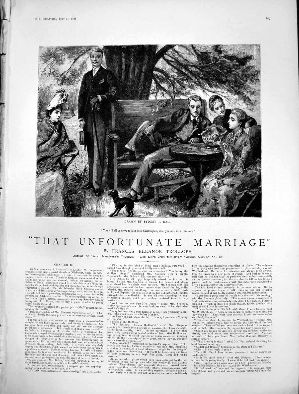 Antique Old Print That Unfortunate Marriage Miss Cheffington Mrs Hadlow 1888