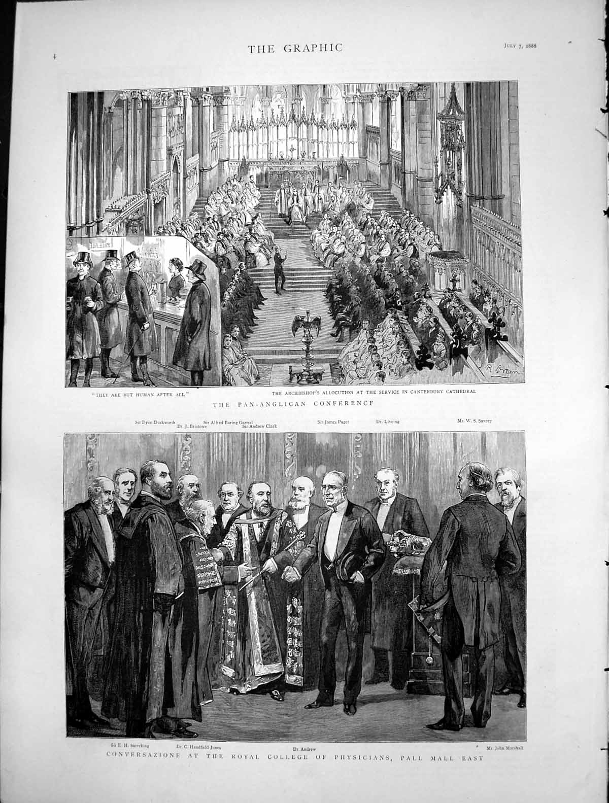 Antique Print Pan Anglican Conference Conversazione College Physicians 1888
