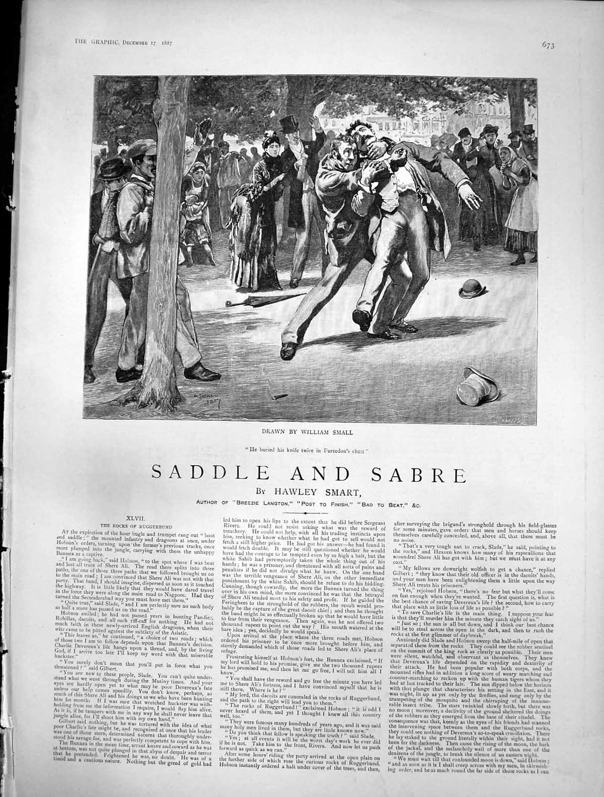 Antique Print Saddle Sabre William Small Buried Knife Furzedons Chest 1887 19th