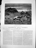 Old Antique Print Saddle Sabre Man Tied Chains Jackals Coming Nearer 1887 19th