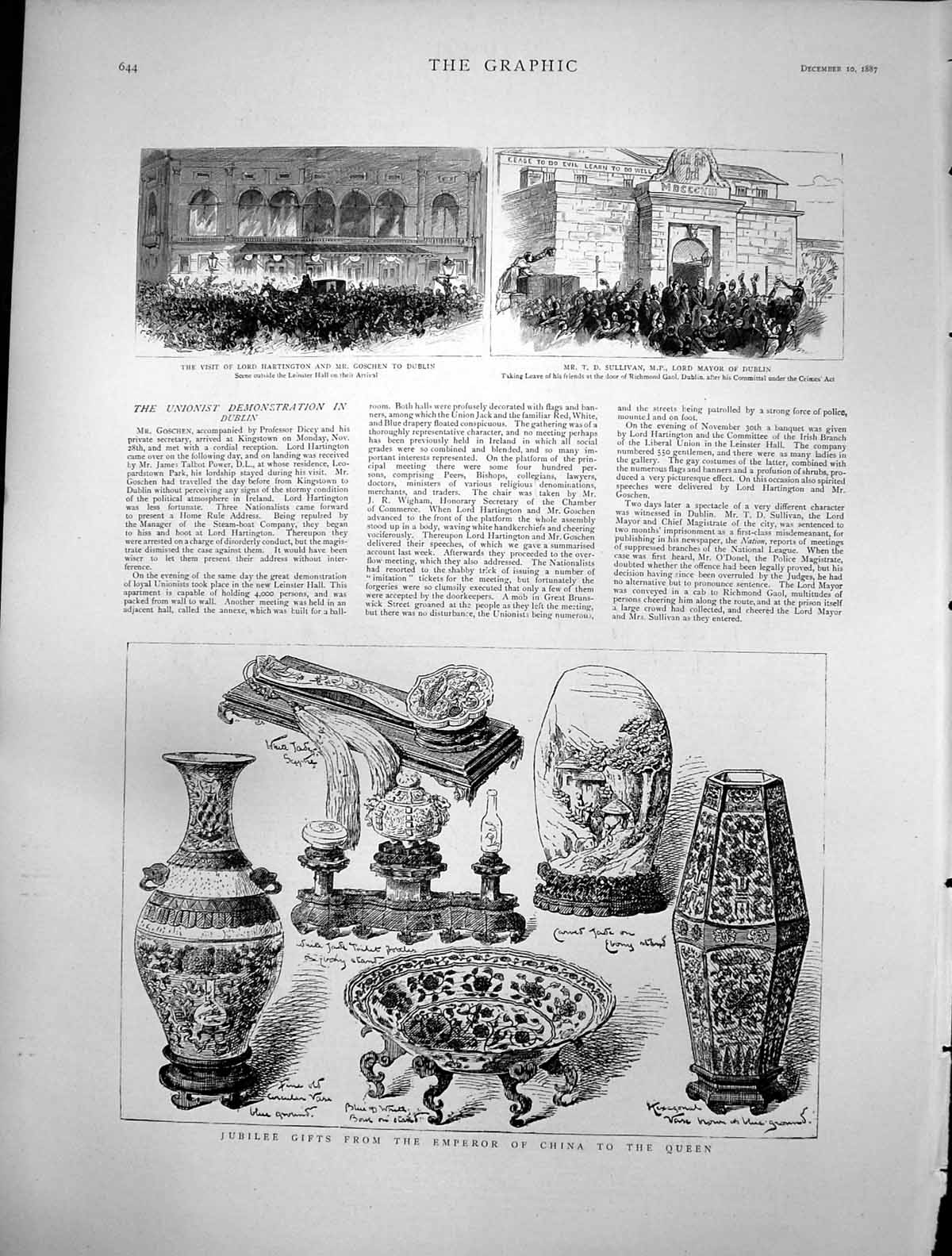 Antique Print Lord Hartington Goschen Dublin Gifts Emperor China Queen 1887