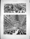 Antique Old Print Land Agitation Ireland Melbourne Exhibition Cantata 1880 19th